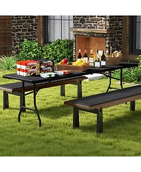 8 ft Portable Folding Table 350 Lbs Fold-in-Half Table with Hdpe Tabletop