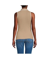 Lands' End Women's Drapey Rib Sleeveless Johnny Collar Polo Shirt