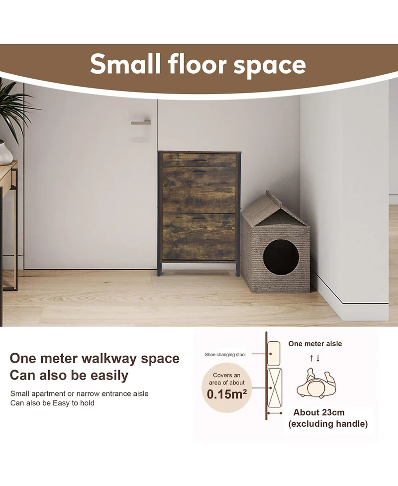 Streamdale Slim Shoe Cabinet with Flip Drawers, Hidden Storage for Entryway