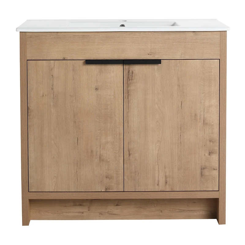 Freestanding Ceramic Sink Vanity Cabinet with Soft Closing Hinges