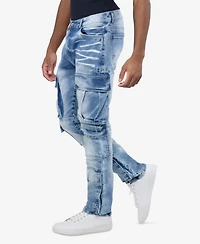 Raw X Men's All Over Cargo Pocket Straight Fit Fashion Jeans