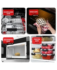 16 Airtight Leakproof Borosilicate Glass Food Storage Containers with Lids