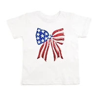 Sweet Wink Baby Girls Patriotic Sequin Bow Patch Short Sleeve T-Shirt