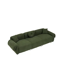 Streamdale Green Teddy Velvet Sofa with 3 Pillows