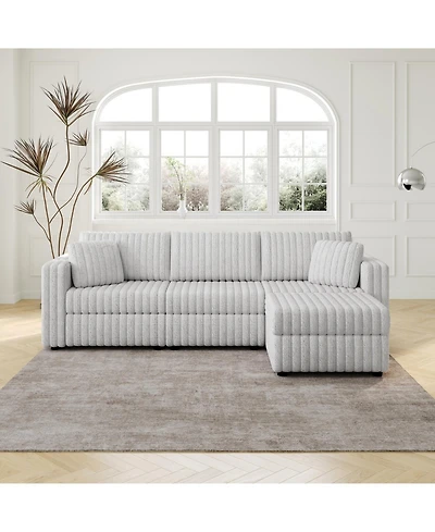 Streamdale 106" Light Gray Sofa with Ottoman Lift - Modern Modular Design