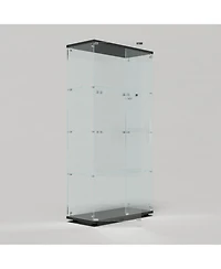 Streamdale Black Tempered Glass Cabinet w/ Lights, Locks & Adjustable Feet