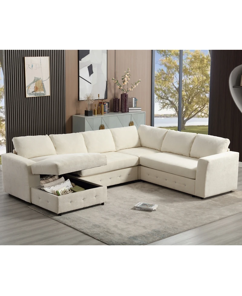 Streamdale 110" Oversized Modular Sectional Sofa, Chaise & Storage
