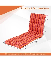 Outdoor Lounge Chaise Cushion with String Ties for Garden Poolside-Red