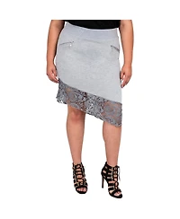 Poetic Justice Plus French Terry Lace Hem Asymmetrical Skirts