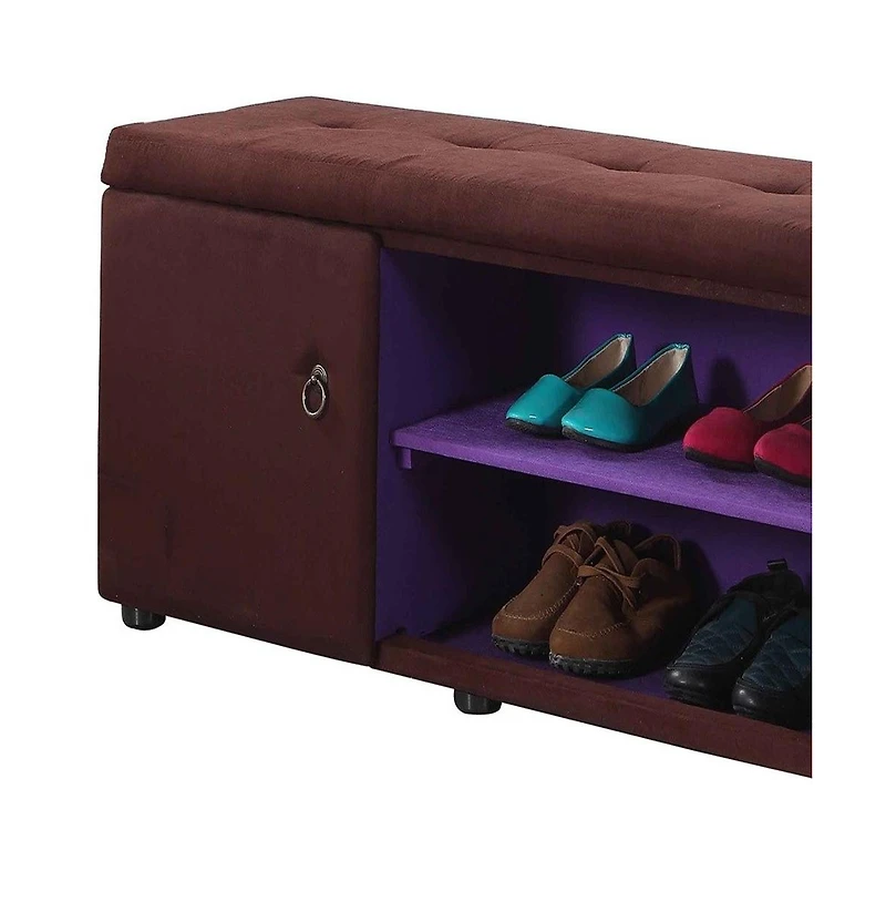 Entryway Shoe Bench with Tufted Cushion and Storage Shelf