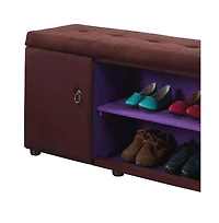 Entryway Shoe Bench with Tufted Cushion and Storage Shelf