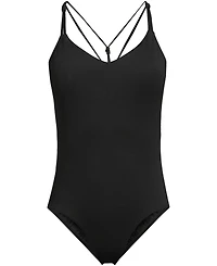 Lands' End Women's Tugless QuickDry V-Neck Multi-Way High Leg One Piece Swimsuit