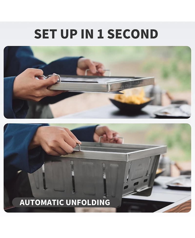 Naturehike Camping Charcoal Grill for Igt Table, Folding Barbecue Grill with Tongs & Carry Bag, Portable Bbq Grill for Outdoor Car Camping Cooking Tai