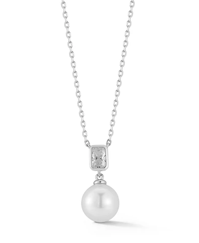 Rachel Zoe Sterling Silver Pearl and Cz Necklace