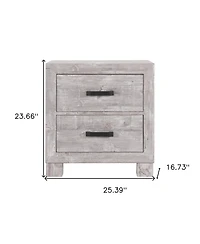 2-Drawer Distressed Nightstand – Rustic Bedside Table with Storage
