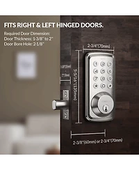 Zachvo Keyless Entry Deadbolt Lock, Electric Door Locks with Keypads and Emergency Charging Port, Satin Nickel