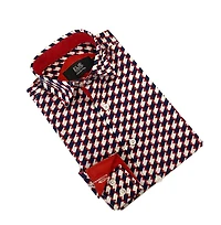 Elie Balleh Little Boys Red Geometric Slim Fit Shirt for