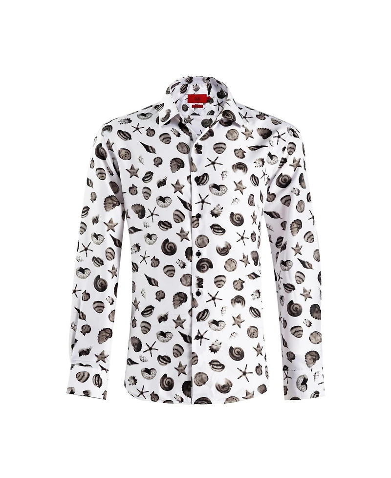 Elie Balleh Big Boys Slim Fit Sea Shell Print Shirt