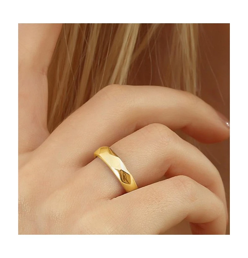 Spero London Sterling Silver Wide Hammered Ring