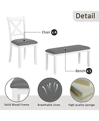 Streamdale 6-Piece Grey & White Dining Set with Bench