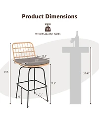 Patio Swivel Barstools Set of 2 with Soft Seat Cushions