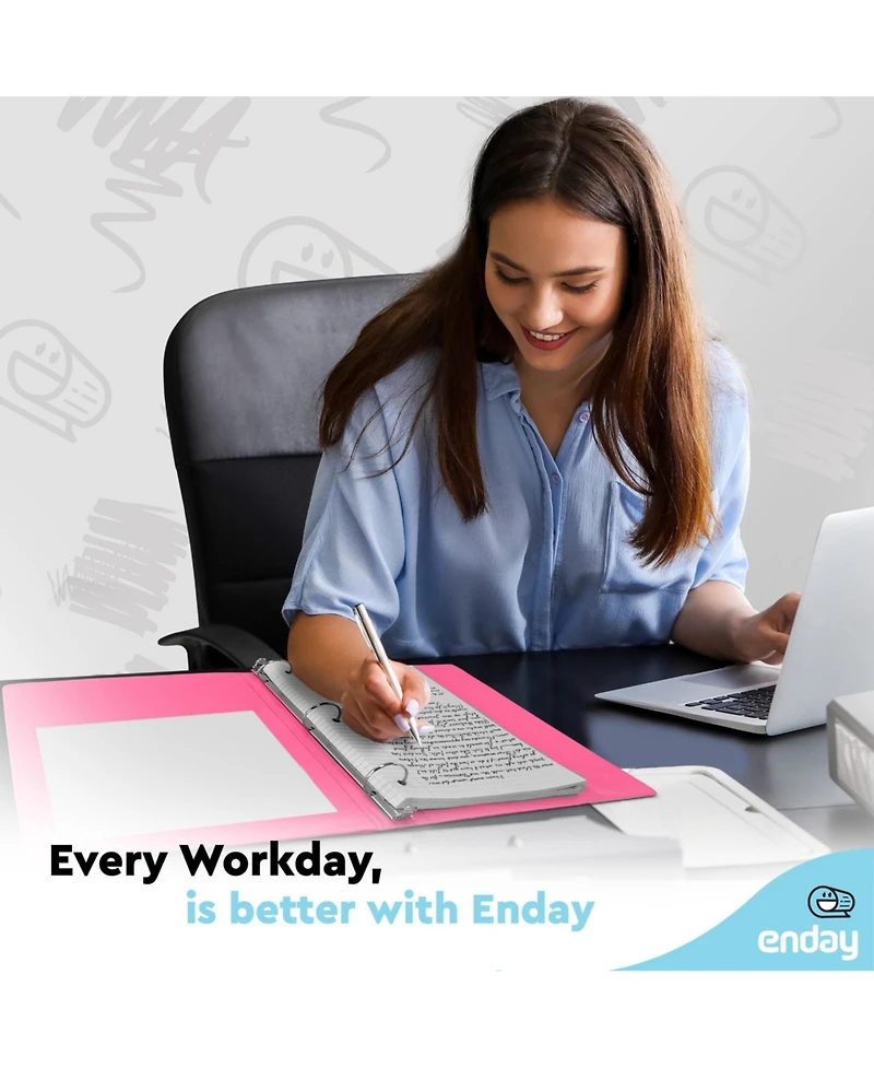 Enday 3-Ring Binder with Clear View Cover and 2 Inside Pockets – Heavy Duty Durable for School Supplies, Office Organization