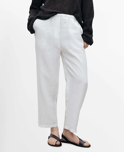 Mango Women's Straight Linen-Blend Pants