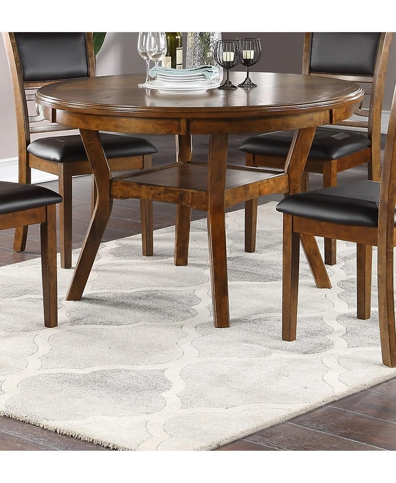 Streamdale Walnut Wood Dining Table Set with Upholstered Chairs for 4