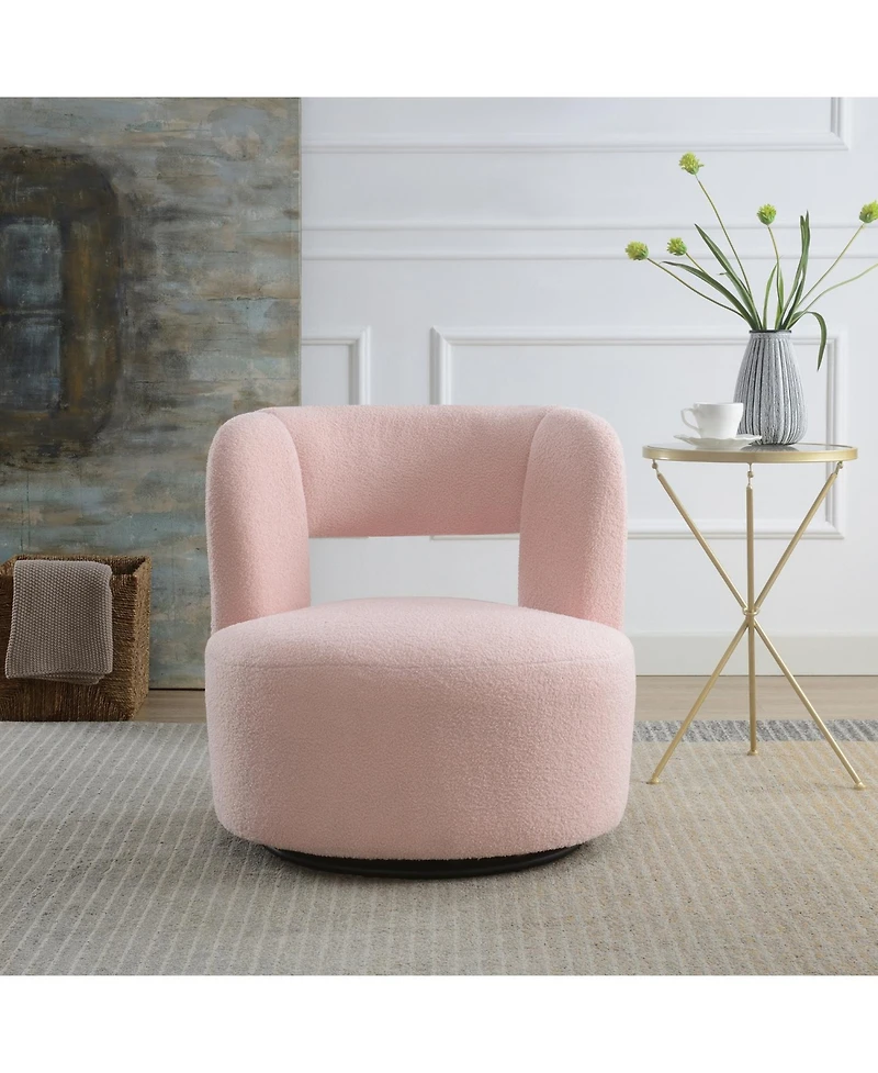Streamdale Furniture Teddy Fabric Swivel Barrel Chair, Comfy for Living Room and Bedroom