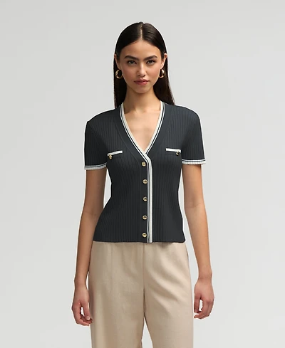 Nvlt Women's Short Sleeve Cardigan Sweater
