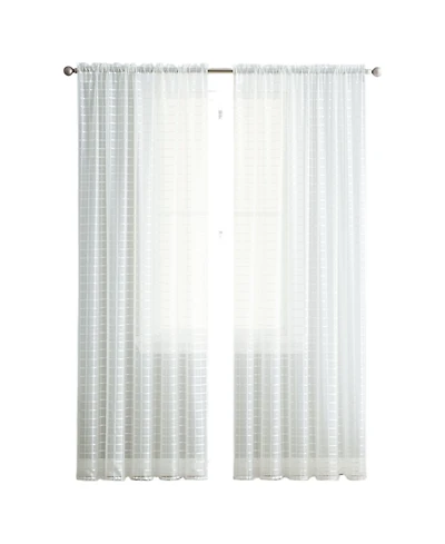 Kate Aurora 2 Piece Rod Pocket Plaid Sheer Voile Window Curtain Panels - 84 in. Long