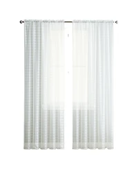 Kate Aurora 2 Piece Rod Pocket Plaid Sheer Voile Window Curtain Panels - 84 in. Long