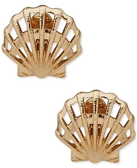 Anne Klein Gold-Tone Shell-Motif Clip-On Button Earrings