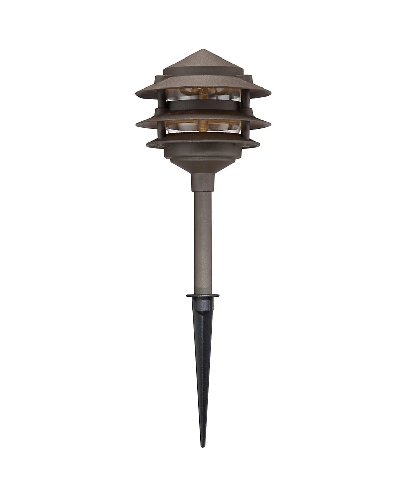 John Timberland Tiered Pagoda 11" High Bronze Led Path Lights Set of 2