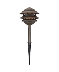 John Timberland Tiered Pagoda 11" High Bronze Led Path Lights Set of 2