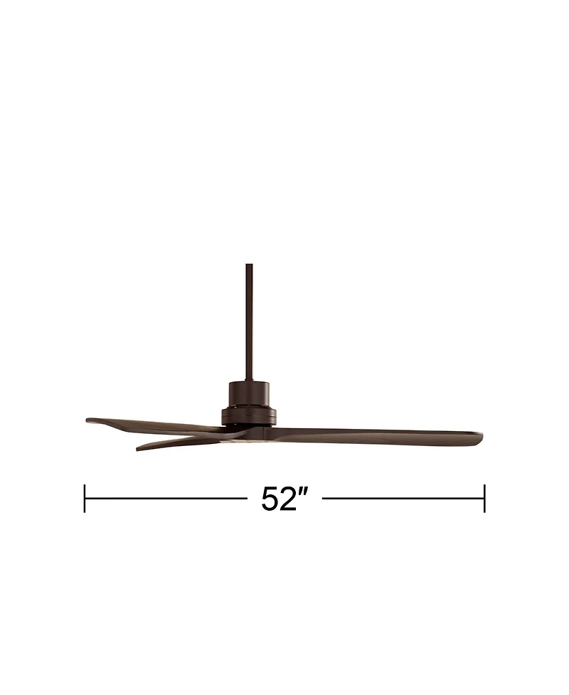 52" Delta-Wing Dc Modern Industrial 3 Blade Indoor Outdoor Ceiling Fan Remote Control Matte Black Wood Damp Rated for Patio Exterior House Porch