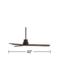 52" Delta-Wing Dc Modern Industrial 3 Blade Indoor Outdoor Ceiling Fan Remote Control Matte Black Wood Damp Rated for Patio Exterior House Porch