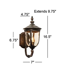 John Timberland Bellagio Rustic Vintage Outdoor Wall Light Fixtures Set of 2 Veranda Bronze Metal 16 1/2" Champagne Glass for Post Exterior