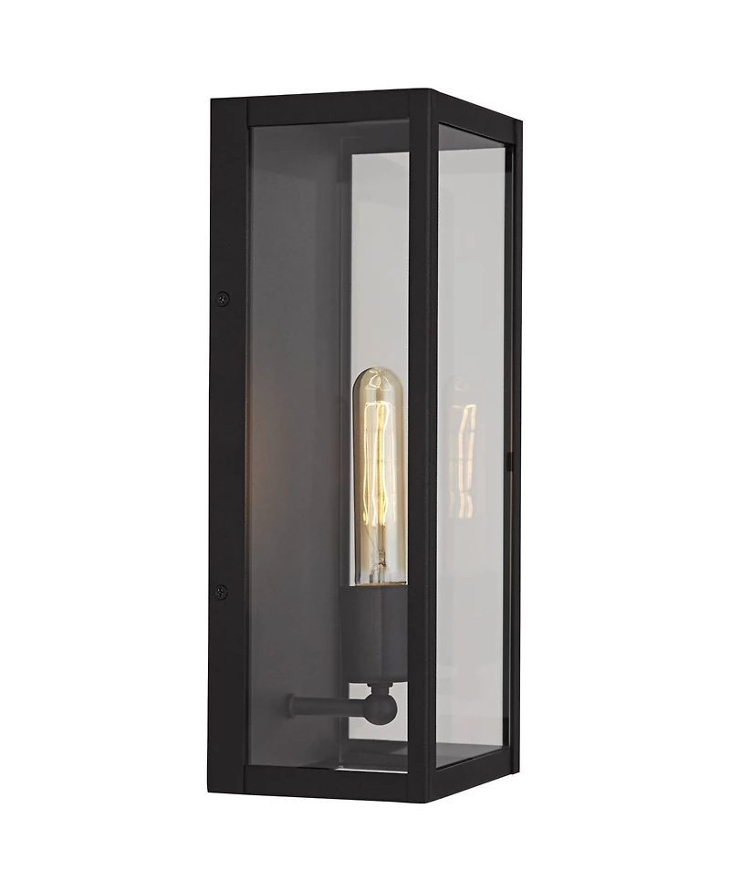 John Timberland Cornell Modern Outdoor Wall Light Fixtures Set of 2 Sand Black 16" Clear Glass Panels for Post Exterior Barn Deck House