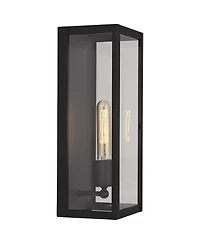 John Timberland Cornell Modern Outdoor Wall Light Fixtures Set of 2 Sand Black 16" Clear Glass Panels for Post Exterior Barn Deck House