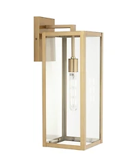 John Timberland Titan Modern Outdoor Wall Light Fixtures Set of 2 Soft Gold Rectangular Frame 20 1/4" Clear Glass for Post Exterior Barn