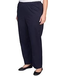 Alfred Dunner Plus Size Mid-Rise Straight Leg Short Length Casual Pants