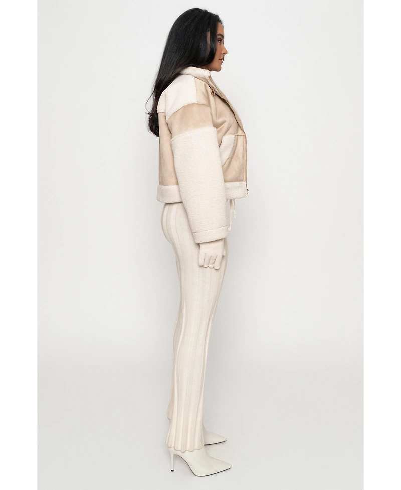 Jluxlabel Women's Suede And Sherpa Jacket