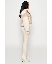 Jluxlabel Women's Suede And Sherpa Jacket