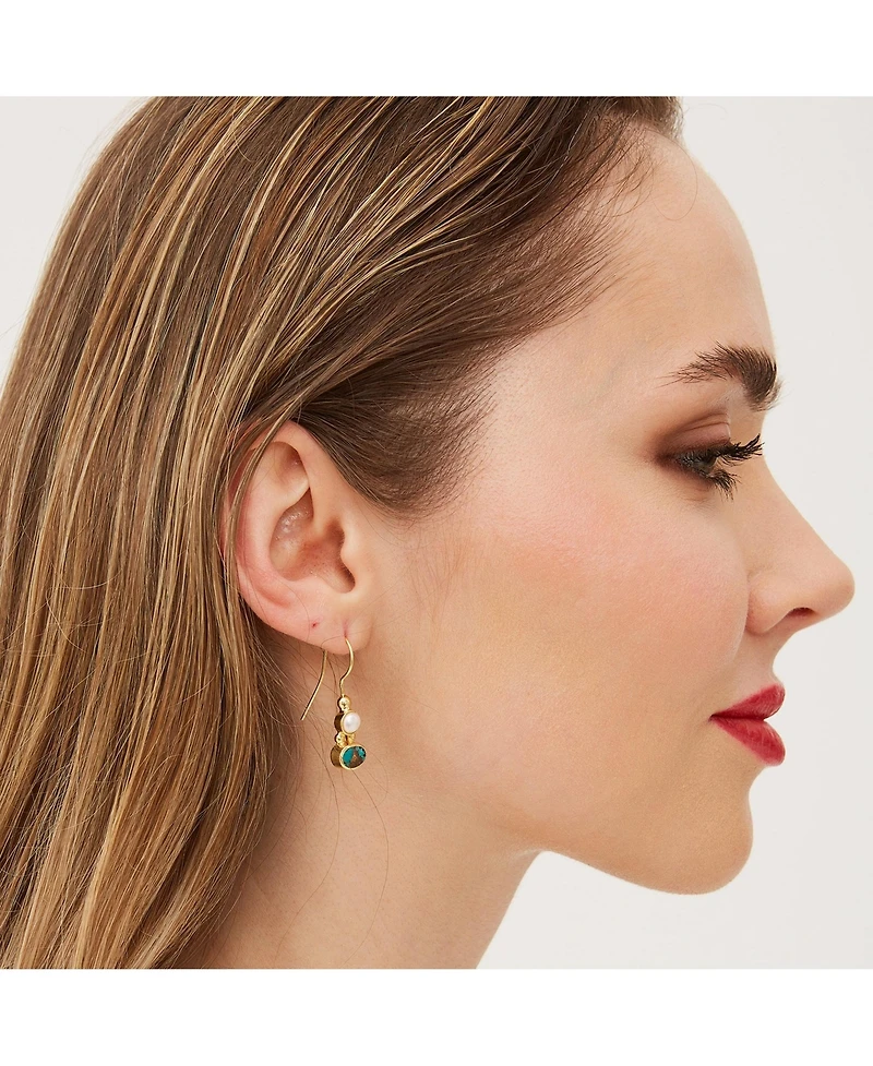 Spero London Authentic Turquoise Sterling Silver Drop Gold Plated Earring