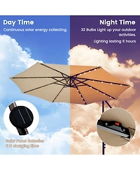 10 Feet Cantilever Umbrella with 32 Led Lights and Solar Panel Batteries