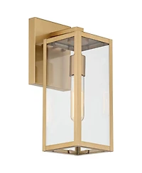 John Timberland Modern Outdoor Wall Light Fixture Soft Gold 14 1/4" Clear Glass for Exterior Barn Deck House Home Porch Yard Patio