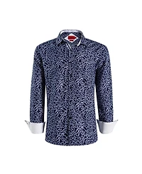 Elie Balleh Big Boys Navy Slim Fit Swirl Print Button-Down Shirt