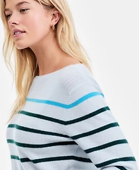 Charter Club Women's 100% Cashmere Pop Stripe Boat-Neck Sweater, Macy's Exclusive