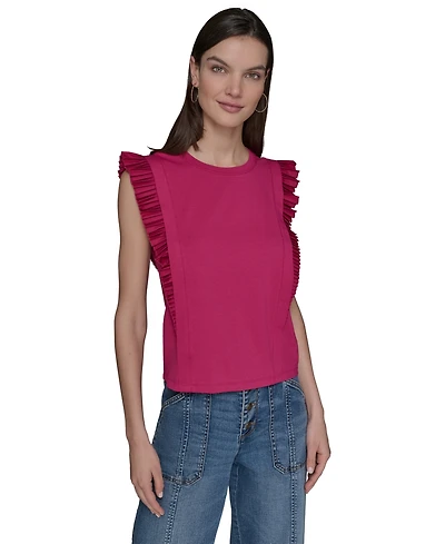 Karl Lagerfeld Paris Women's Ruffle-Sleeve Knit Top